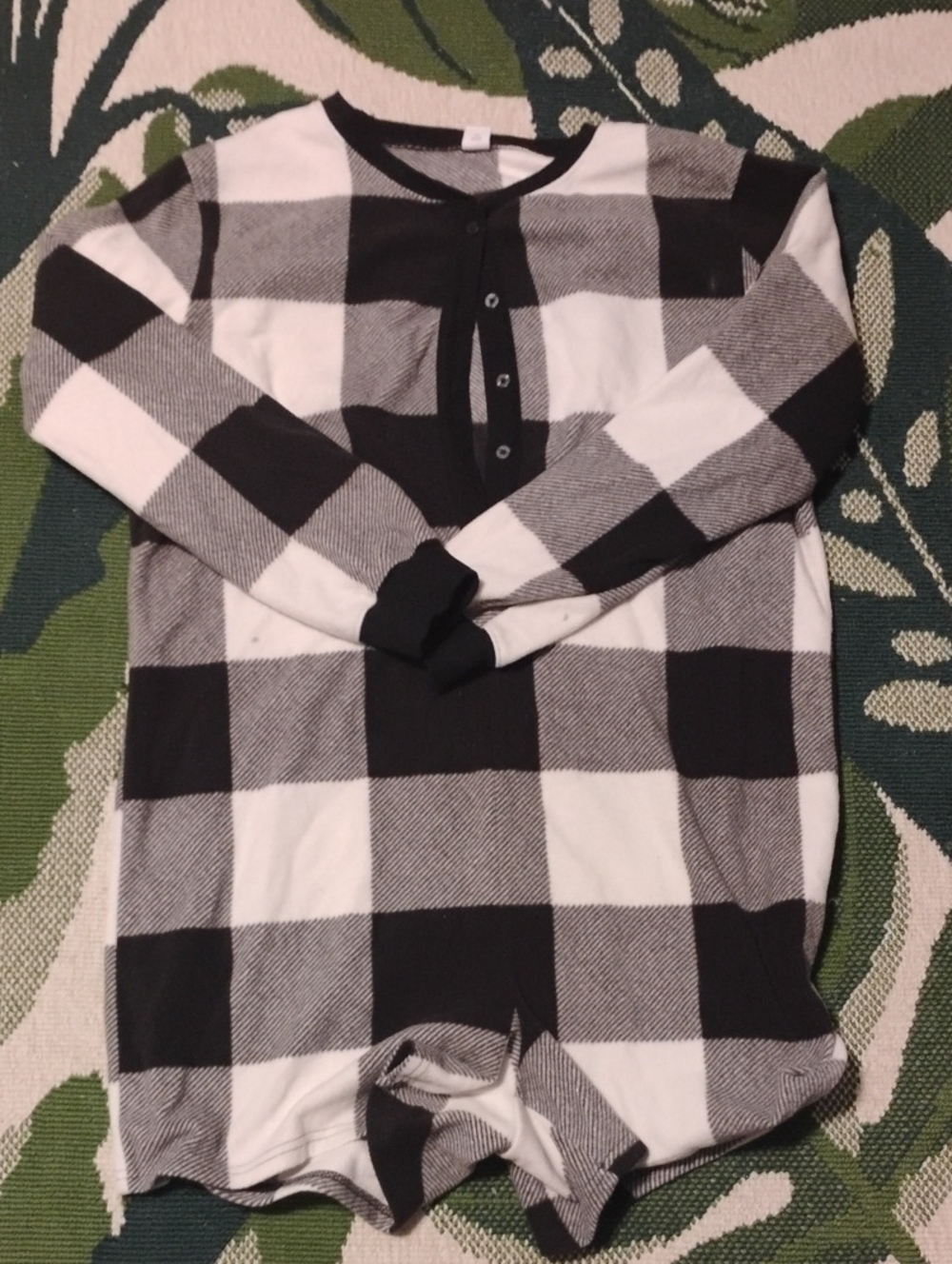 Old Navy Black and White Buffalo Plaid Romper